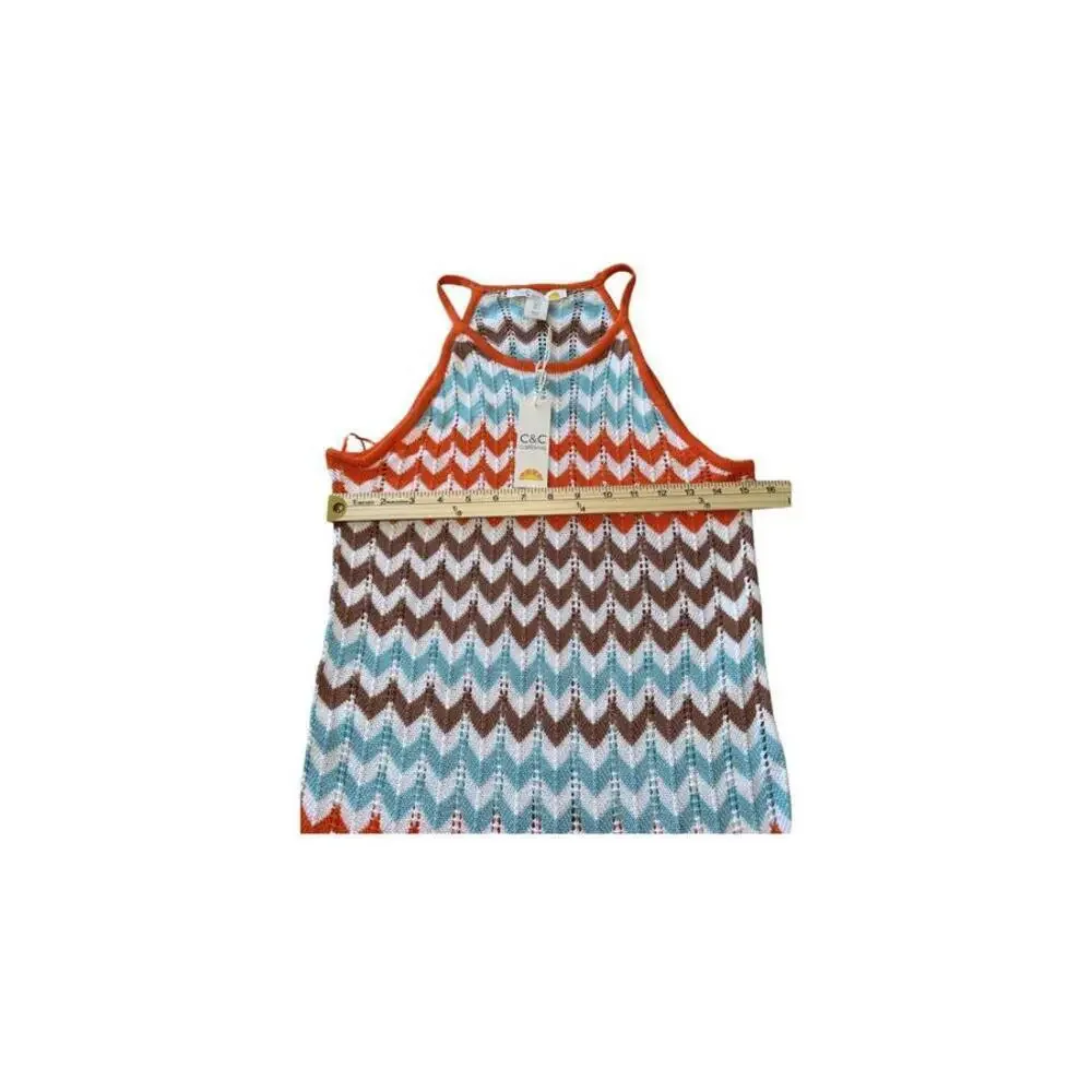 C&C California Dress Women's Small Multicolor Open Knit Swim Cover Sleeveless